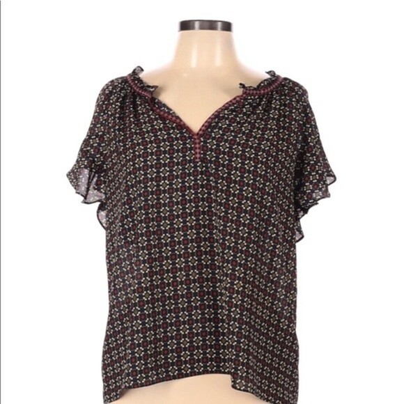 Max Studio size large boho short sleeve ruffle top - Picture 2 of 5